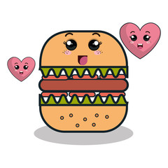 cartoon burger with facial expression and isolated icon design, vector illustration  graphic 