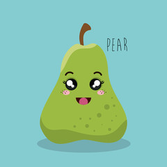 cartoon pear fruit facial expression design isolated vector illustration esp 10