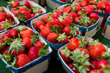 Strawberries for sale at a market in Aix-en-Provence, France. 