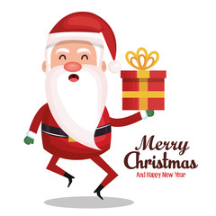santa claus holding gift merry christmas design vector illustration eps 10