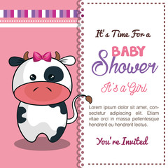 Obraz na płótnie Canvas invitation baby shower card with cow desing vector illustration eps 10