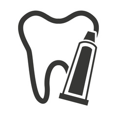 tooth silhouette with dental care icon vector illustration design