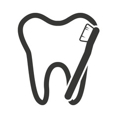 tooth silhouette with dental care icon vector illustration design