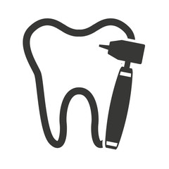 tooth silhouette with dental care icon vector illustration design
