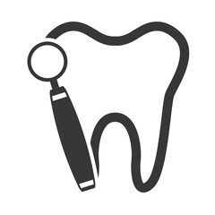 tooth silhouette with dental care icon vector illustration design