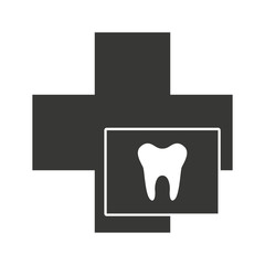 tooth silhouette with dental care icon vector illustration design