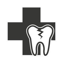 tooth silhouette with dental care icon vector illustration design