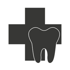 tooth silhouette with dental care icon vector illustration design