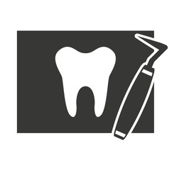 tooth silhouette with dental care icon vector illustration design
