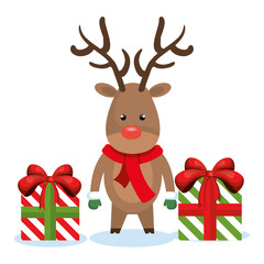 reindeer box gifts christmas isolated vector illustration eps 10