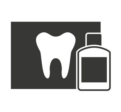 tooth x-ray and mouthwash, black and white clip art preview