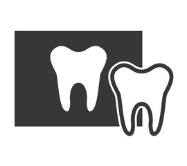 tooth silhouette with dental care icon vector illustration design