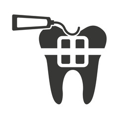 tooth silhouette with dental care icon vector illustration design