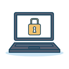 laptop padlock safety data design isolated vector illustration eps 10