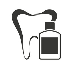 tooth silhouette with dental care icon vector illustration design
