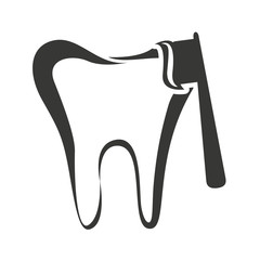 tooth silhouette with dental care icon vector illustration design