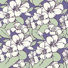 Lemon blossom drawing seamless pattern