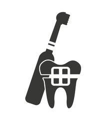 tooth silhouette with dental care icon vector illustration design