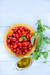 Cherry tomatoes and basil.
