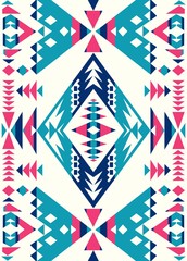 Ethnic Tribal pattern textures. Ornament for the design of clothing Vector Pattern Abstract geometric pattern. Native American Abstract pattern. Pink & Navy colors.