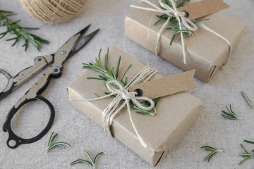 Eco craft gift boxes mock up