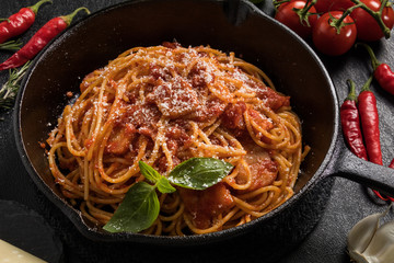 イタリアンパスタ　 アマトリチャーナ　 Spaghetti All'Amatriciana