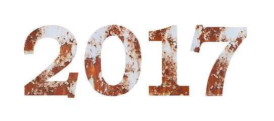 Fototapeta premium Numeral designation of the calendar year 2017, metal rusty