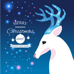 Merry Christmas e-card template. Vector illustration.