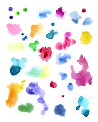 Watercolor splashes isolated on white background.