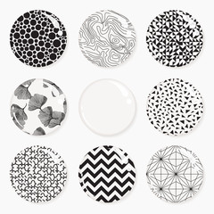 Set of glossy badges, web buttons. Geometric pattern. Vector illustration EPS 10 isolated on white background