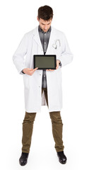 Doctor holding tablet with copy space and clipping path for the