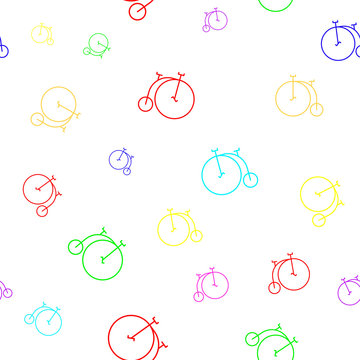 Seamless pattern with old vintage bikes