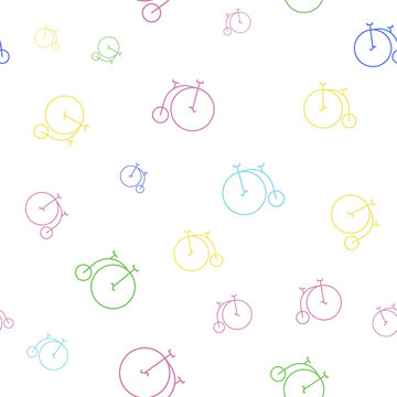 Seamless pattern with old vintage bikes