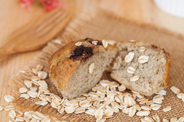 Banana cup cake with oat flakes