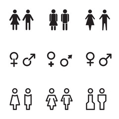 Male and Female sign icon, vector set.