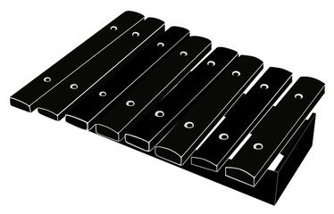 Xylophone. Black - white vector illustration.