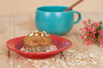 Banana cup cake with oat flakes