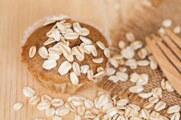 Banana cup cake with oat flakes