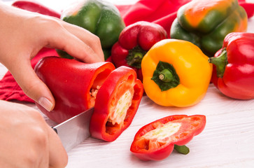 Cutting fresh pepper