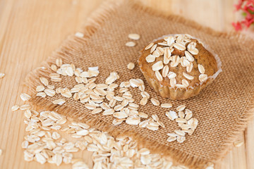 Banana cup cake with oat flakes