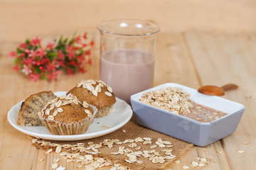 Banana cup cake with oat flakes