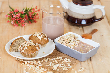 Banana cup cake with oat flakes