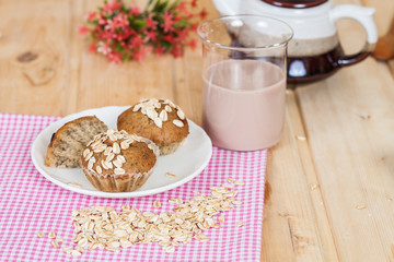 Banana cup cake with oat flakes