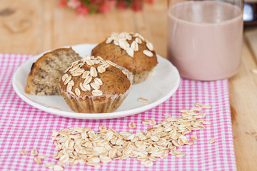 Banana cup cake with oat flakes