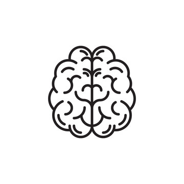 Brain icon, line design. Vector illustration isolated on white background