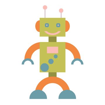 Vector illustration of a toy smiling Robot