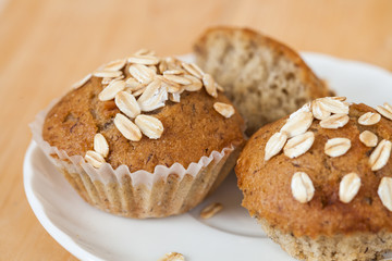 Banana cup cake with oat flakes