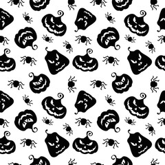 pattern pumpkin spiders black