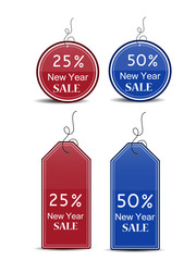 New Year sale tags background