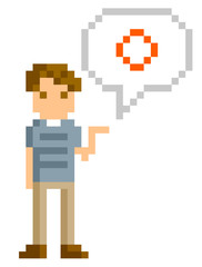 Obraz premium ピクセルイラスト：若い男性の回答 